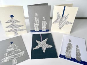 Schnelle Weihnachtskarten Zeitungspapier 3 300x225 - Schnelle Weihnachtskarten mit Zeitungspapier basteln