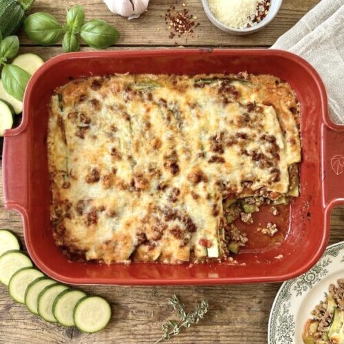rezept zucchini lasagne 500x500 - Zucchini Lasagne mit Hackfleisch: Einfaches Familienrezept