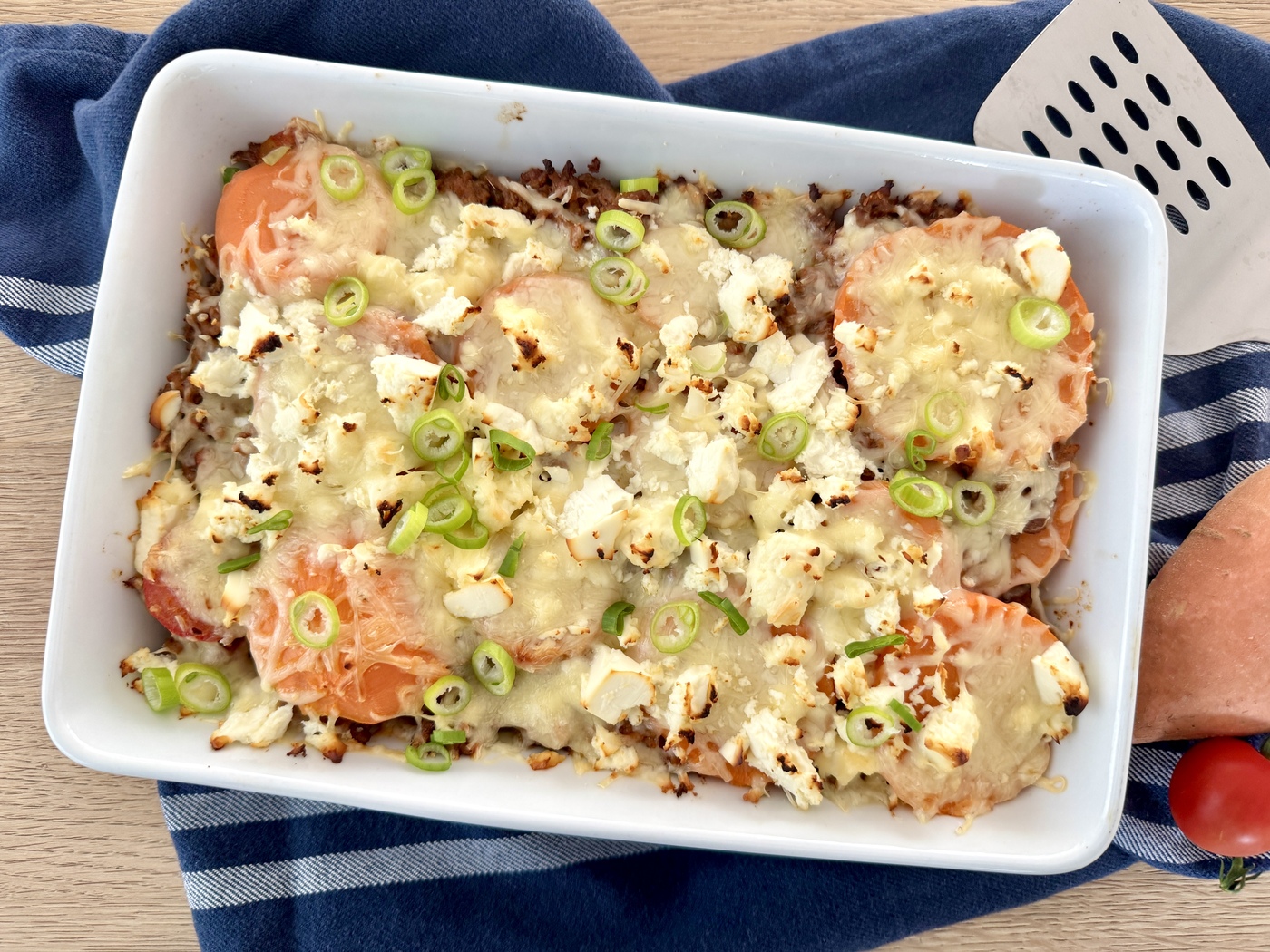 suesskartoffel auflauf hackfleisch feta - Süßkartoffel-Auflauf mit Hackfleisch und Feta – einfaches Rezept